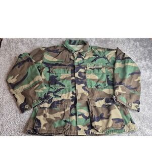 US Army Woodland Camo Field Jacket Small Ripstop 108th‎ Training Command Patch
